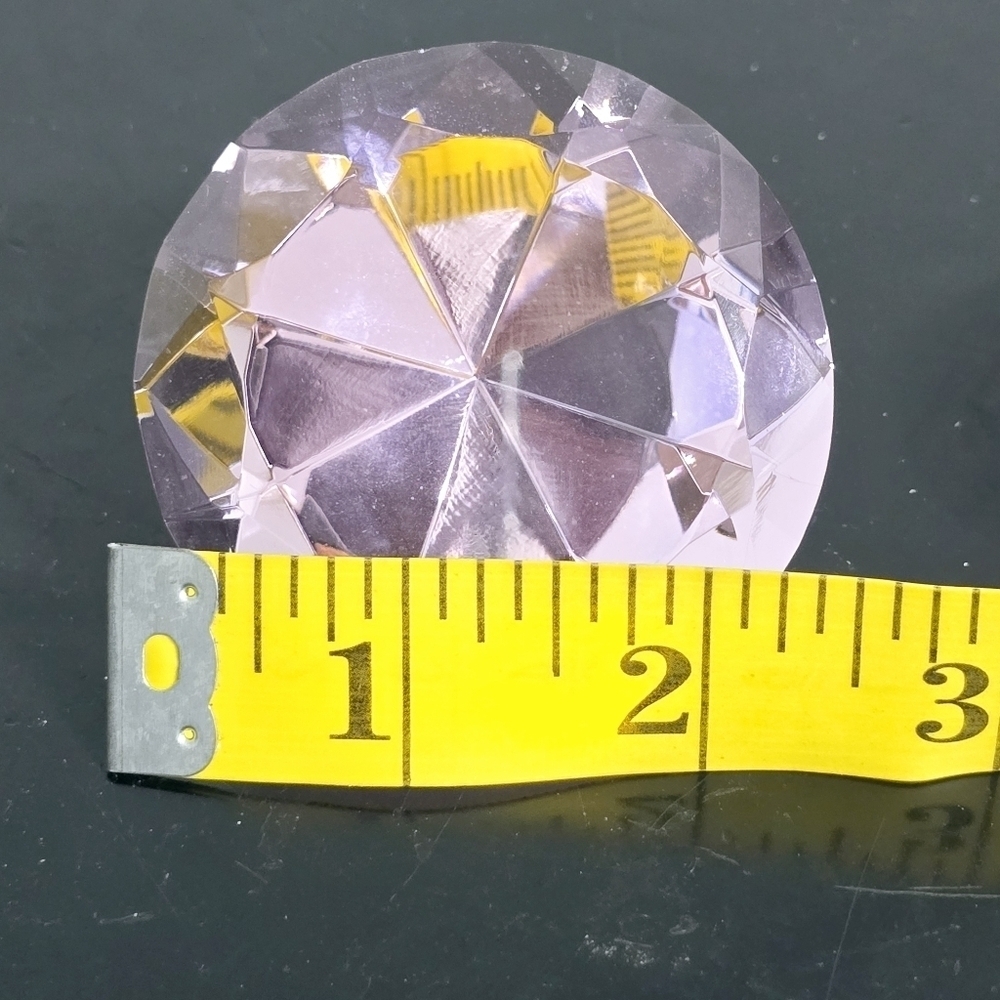 Crystal Pink Cut Glass Diamond Paperweight - Picture 10 of 11